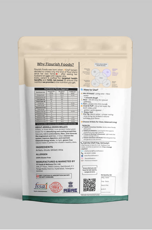 Kodo (Arikelu) Millet Atta - 100% Gluten Free