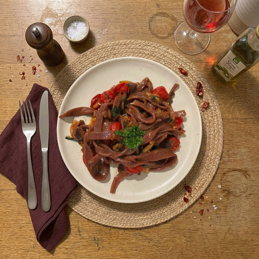Beetroot Fettuccini (Eggless)