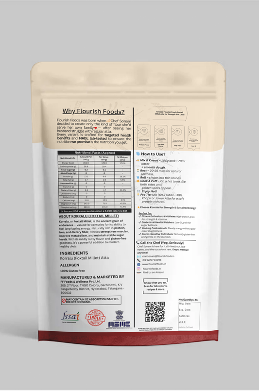 Foxtail (Korralu) Millet Atta - 100% Gluten Free