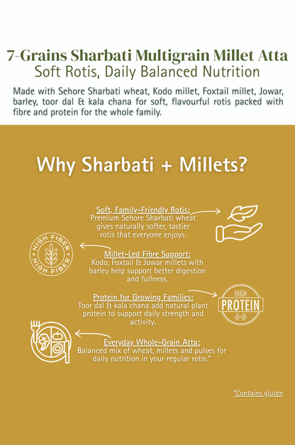 7-Grain Multigrain Millet Atta Only 40% Sharbati Wheat