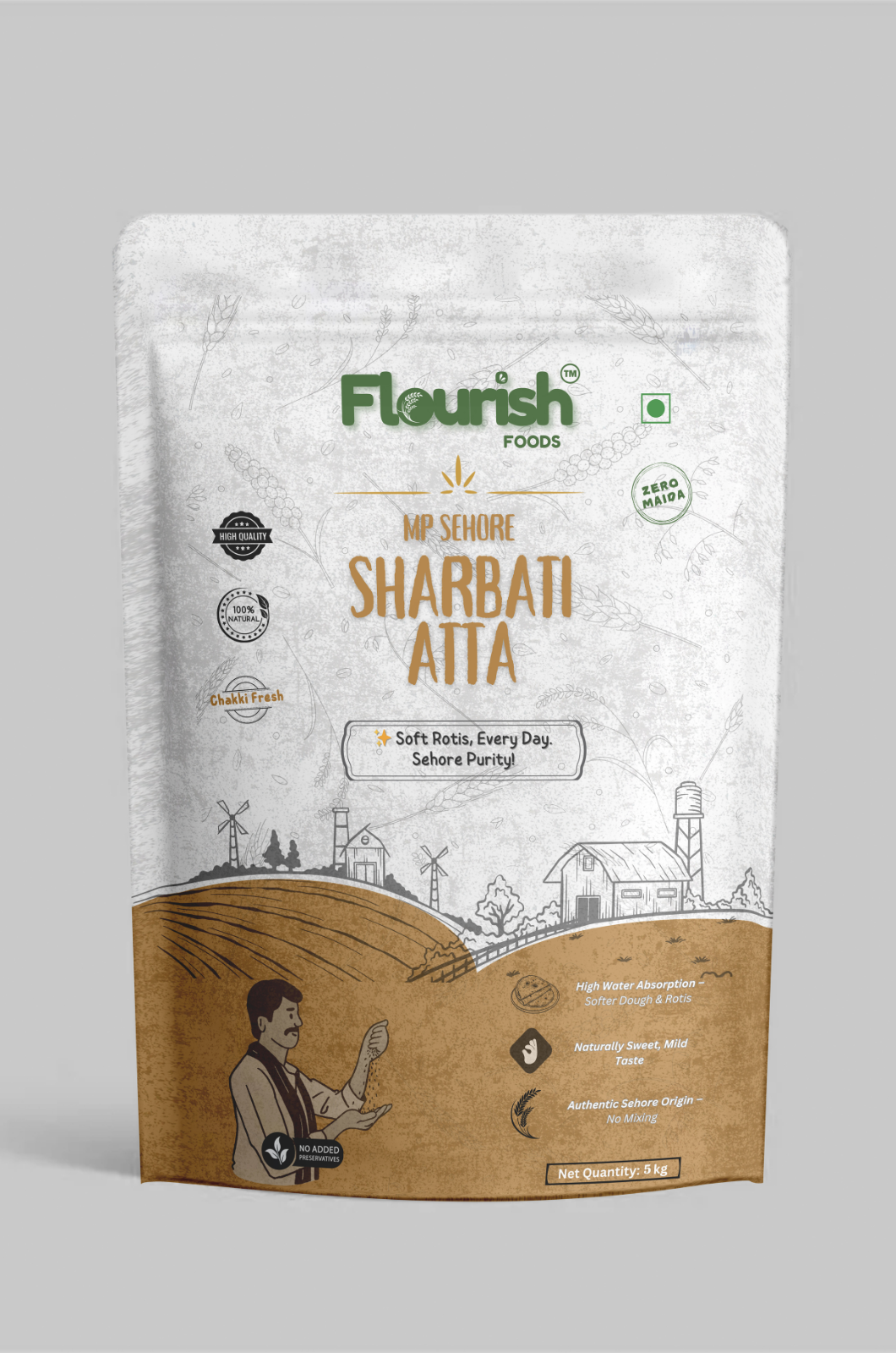 Sharbati Wheat Atta - 100% Premium MP Sehore Sharbati