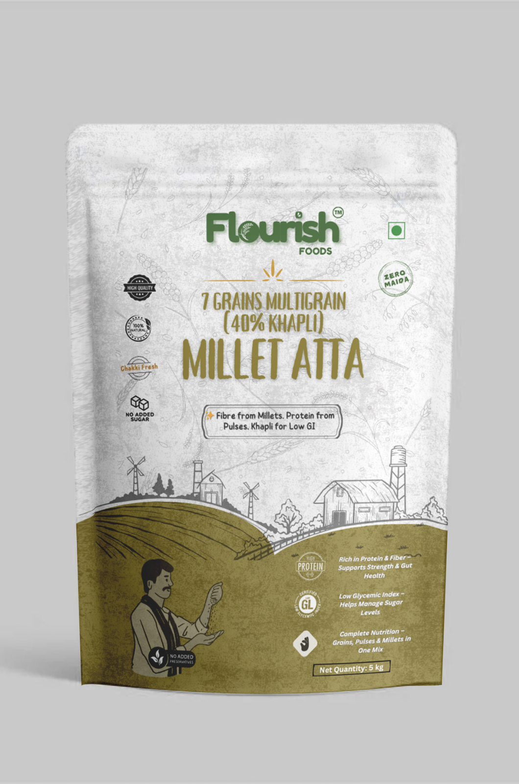 7-Grain Multigrain Millet Atta (40% Khapli Wheat)