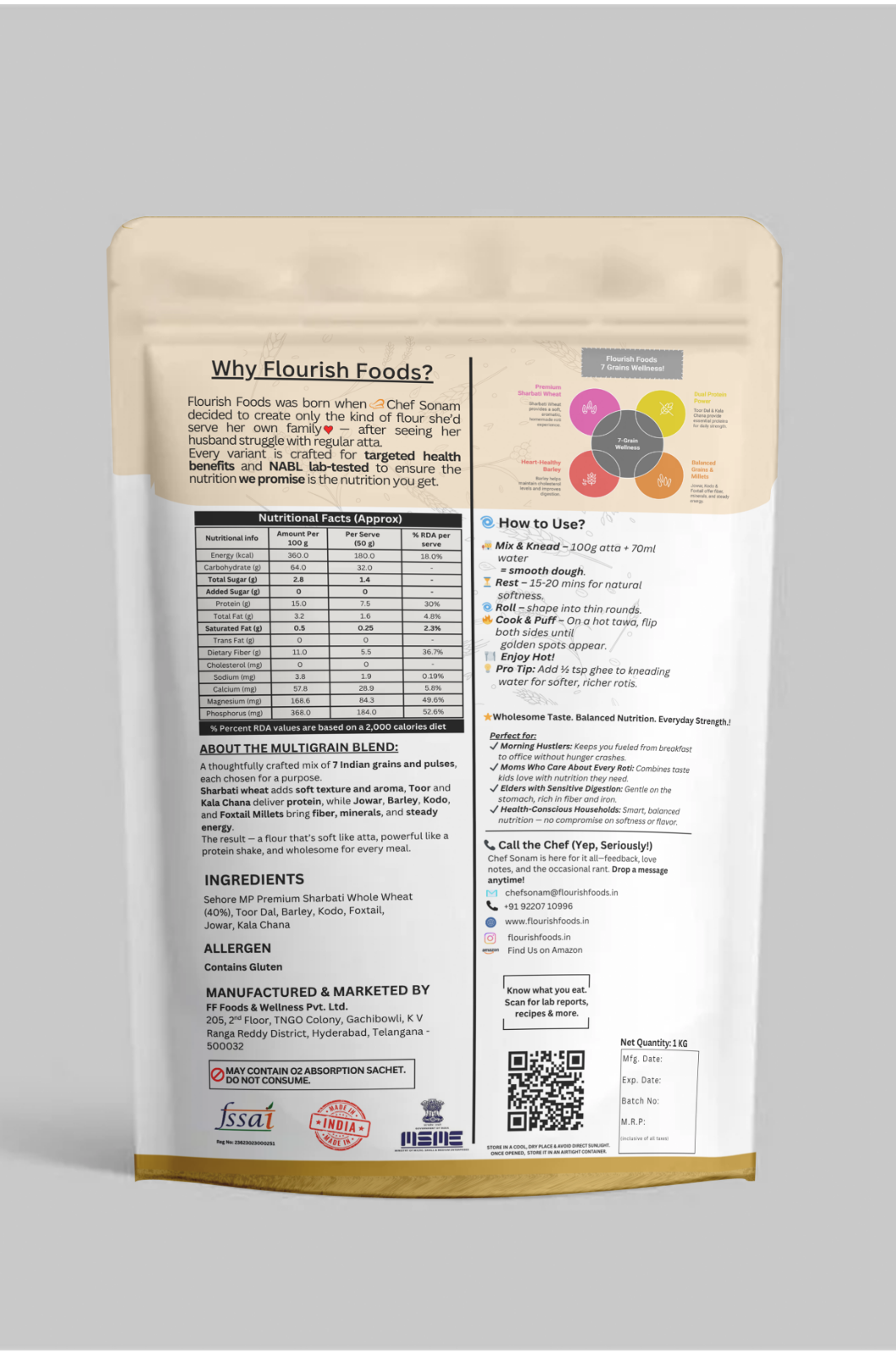 7-Grain Multigrain Millet Atta (40% Sharbati Wheat)